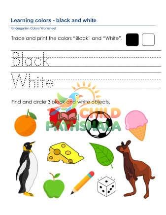 Preview of Colors Worksheet Black White