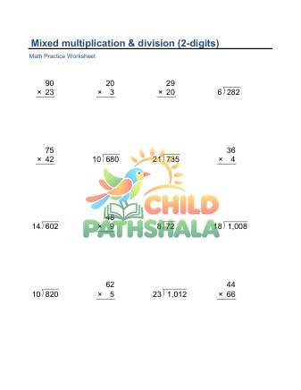 Multiply Divide 2 Digits D Worksheet for Grade 2