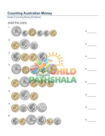 Counting Australian Money B Worksheet for Grade 2