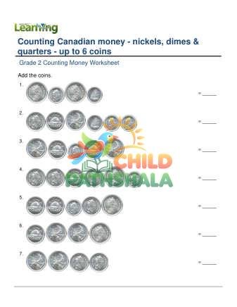 Counting Money Canadian Nickels Dimes Quarters A