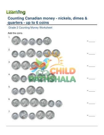 Preview of Counting Money Canadian Nickels Dimes Quarters F