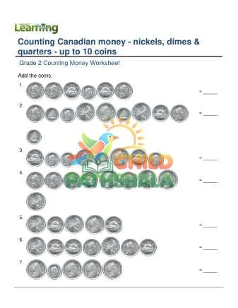 Preview of Counting Money Canadian Nickels Dimes Quarters 10 Coins