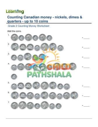 Counting Money Canadian Nickels Dimes Quarters 10 Coins C