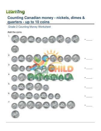 Preview of Counting Money Canadian Nickels Dimes Quarters 10 Coins F