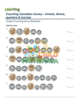 Counting Money Canadian Nickels Dimes Quarters Loonies A
