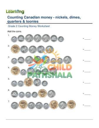 Counting Money Canadian Nickels Dimes Quarters Loonies B