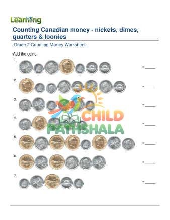 Counting Money Canadian Nickels Dimes Quarters Loonies C