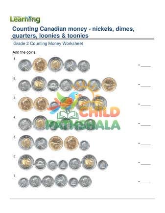 Counting Money Canadian Nickels Dimes Quarters Loonies Toonies A