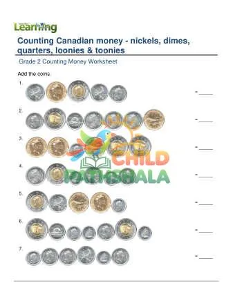 Preview of Counting Money Canadian Nickels Dimes Quarters Loonies Toonies