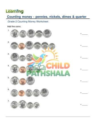 Counting Money Pennies Nickels Dimes Quarters E