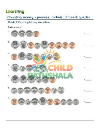 Counting Money Pennies Nickels Dimes Quarters 10 Coins A