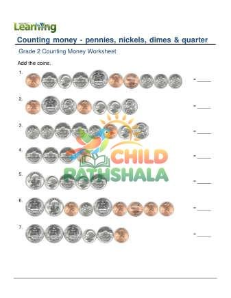 Counting Money Pennies Nickels Dimes Quarters 10 Coins D