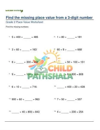Preview of Find Missing Place Value From 3 Digit Number