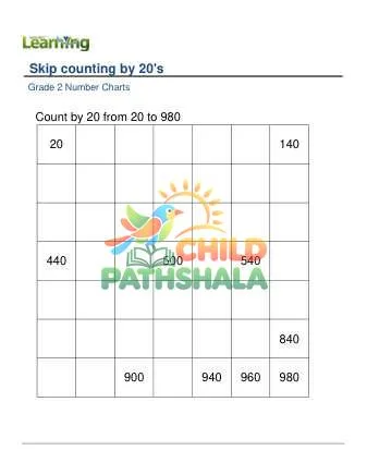 Preview of Number Chart Skip Counting By 20