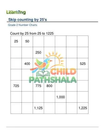 Preview of Number Chart Skip Counting By 25