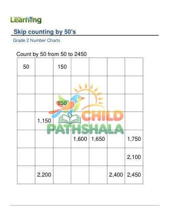 Number Chart Skip Counting By 50 C Worksheet for Grade 2