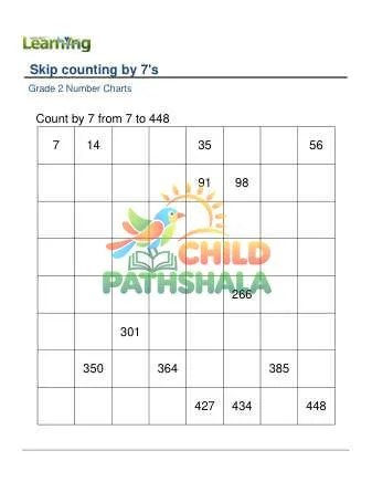 Preview of Number Chart Skip Counting By 7
