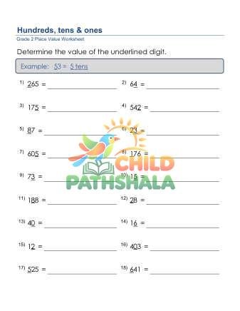 Place Value Digit A Worksheet for Grade 2