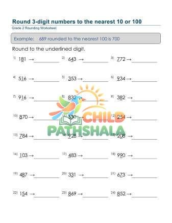 Round 3 Digit Numbers Mixed A Worksheet for Grade 2