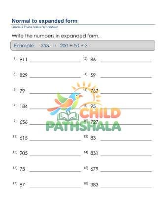 Write Number Expanded Form C Worksheet for Grade 2
