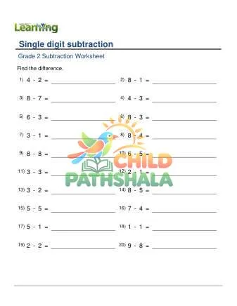 Preview of Single Digit Subtraction