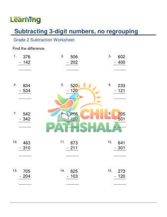 Preview of Subtract 3 Digit Numbers No Regrouping F