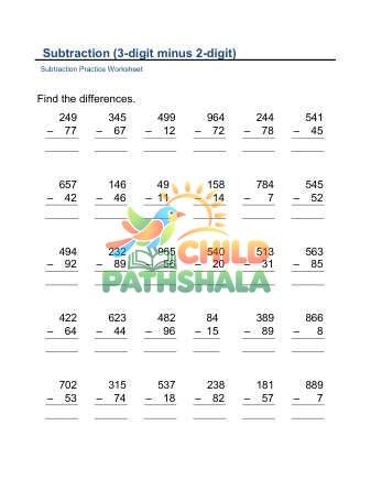 Subtract 3x2 Digit F Worksheet for Grade 2
