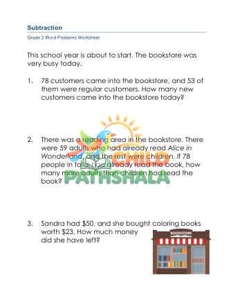 Word Problems Subtraction D