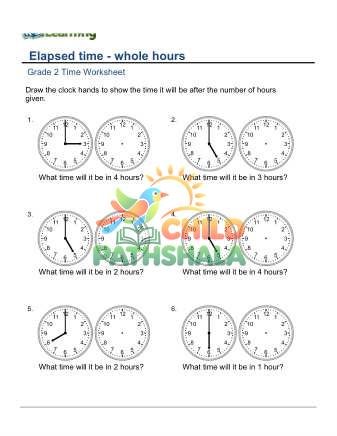 Elapsed Time Hours E Worksheet for Grade 2