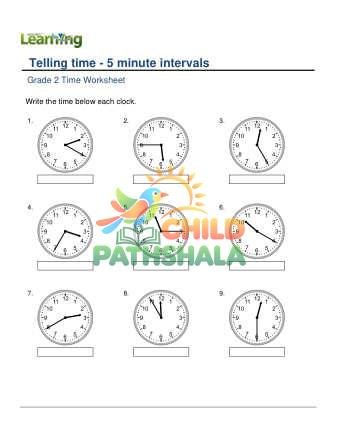 Telling Time 5 Minute Intervals B