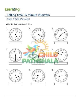 Telling Time 5 Minute Intervals D