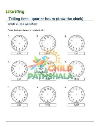 Telling Time Quarter Hours Draw Clock D