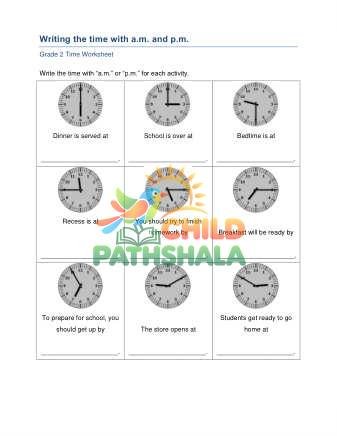 Time Am Pm Worksheet for Grade 2