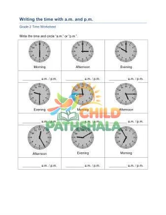 Preview of Time Am Pm Writing