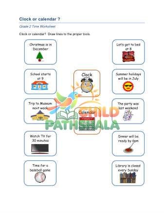 Time Clock Or Calendar Worksheet for Grade 2