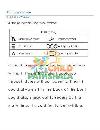Editing Practice Worksheet for Grade 2