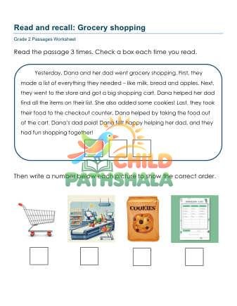 Passages Read Recall Worksheet for Grade 2