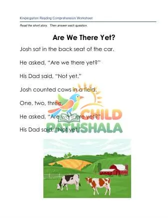 Preview of Reading Comprehension Story Are We There Yet