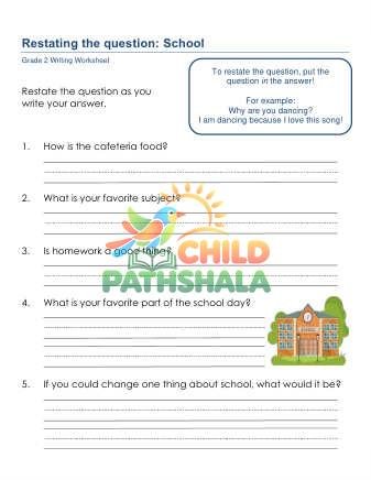 Restating The Question Worksheet for Grade 2