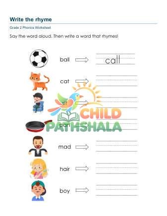 Rhyming Words Worksheet for Grade 2