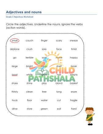 Adjectives Nouns A Worksheet for Grade 3
