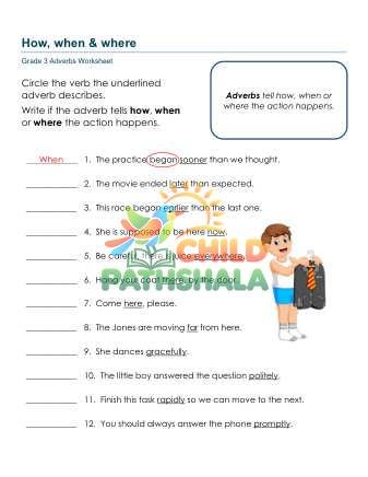grade 3 adverbs how when where b