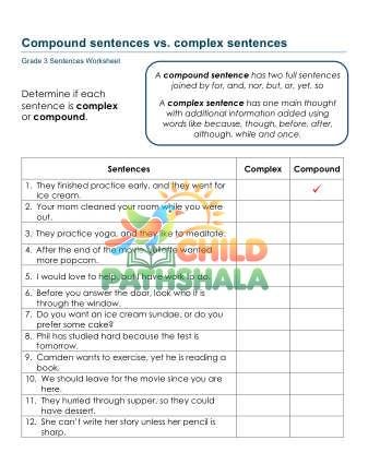 grade 3 compound complex sentences a