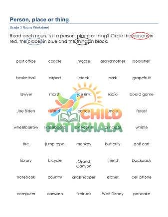 Grammar Grade 3 Nouns Person Place Thing 3