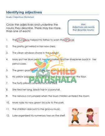 Preview of Grammar Worksheet Grade 3 Adjectives