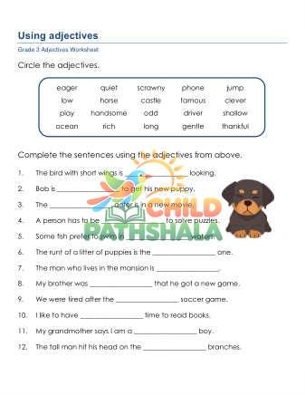 Grammar Worksheet Grade 3 Adjectives Sentences 1 Worksheet for Grade 3