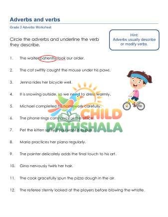 Preview of Grammar Worksheet Grade 3 Adverbs 0