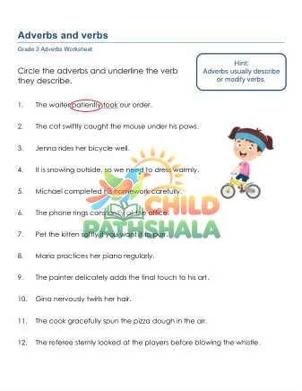 Preview of Grammar Worksheet Grade 3 Adverbs