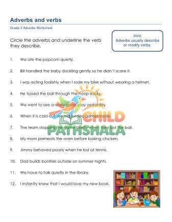 Preview of Grammar Worksheet Grade 3 Adverbs 1