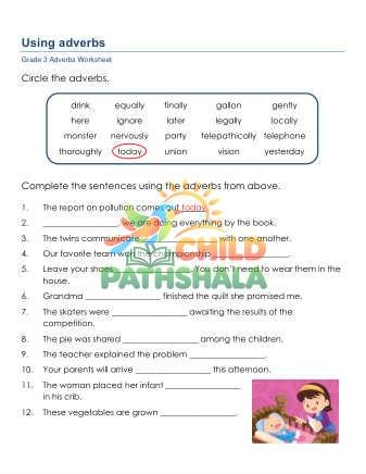 Preview of Grammar Worksheet Grade 3 Adverbs Sentences 0